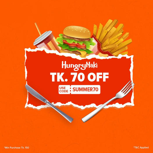 HungryNaki Promo Code Offer 2021 ৳150 Discount