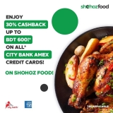 Shohoz Food – Amex Card – Up to 30% Cashback Offer